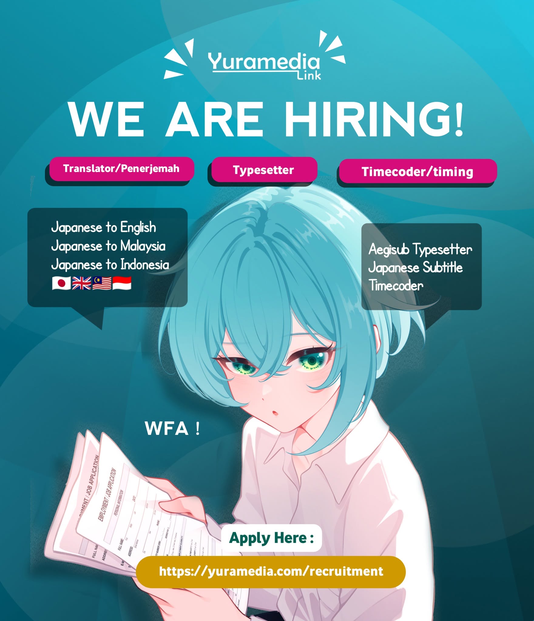 Lowongan Penerjemah Subtitle Anime - Yuramedia Link